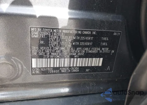 2021 Toyota Rav4 Le from USA, damaged, VIN 2T3F1RFV3MC222839